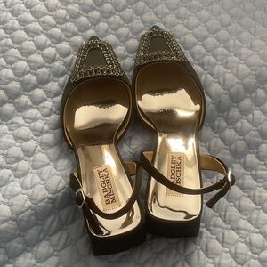 Badgley Mischka Black Heels with Silver Accents